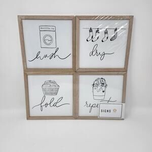 Wash Fold Dry Repeat Laundry Room Signs
